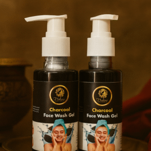 Charcoal face wash gel tube with activated charcoal cleansing formula